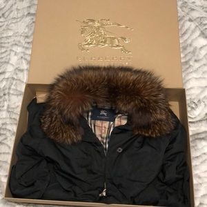 Authentic genuine fur hooded Burberry Coat